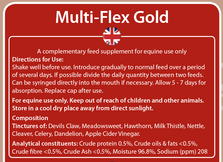 Multi-Flex Gold - back label instructions