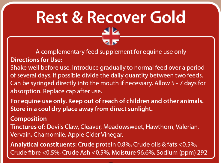 Rest & Recover Gold - back label